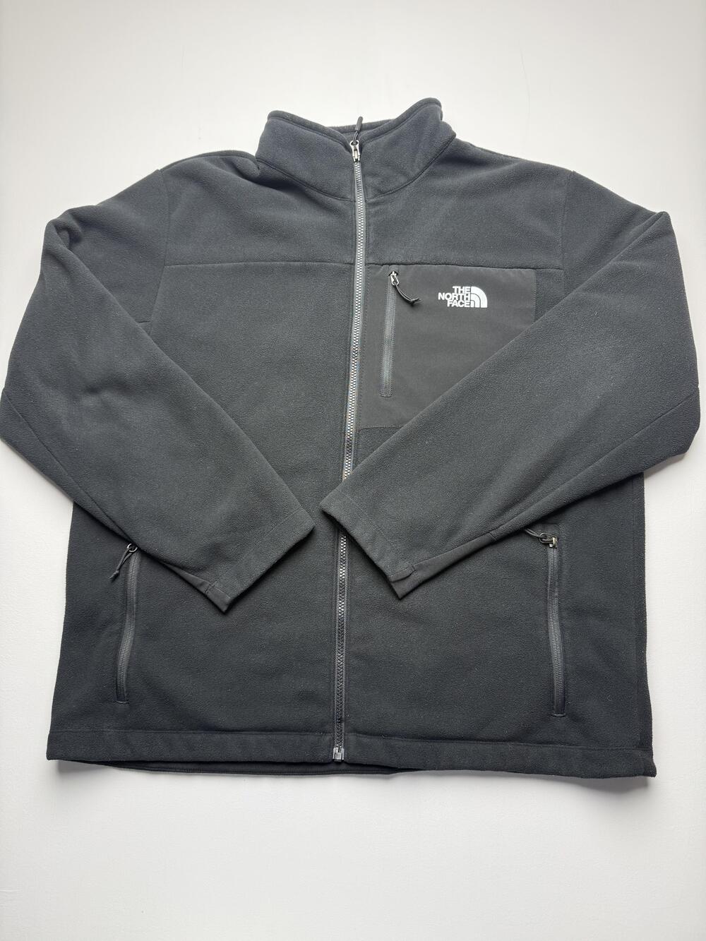 The North Face Jacket Mens XL Black Fleece Full Zip Chest Pocket Outdoor Hiking